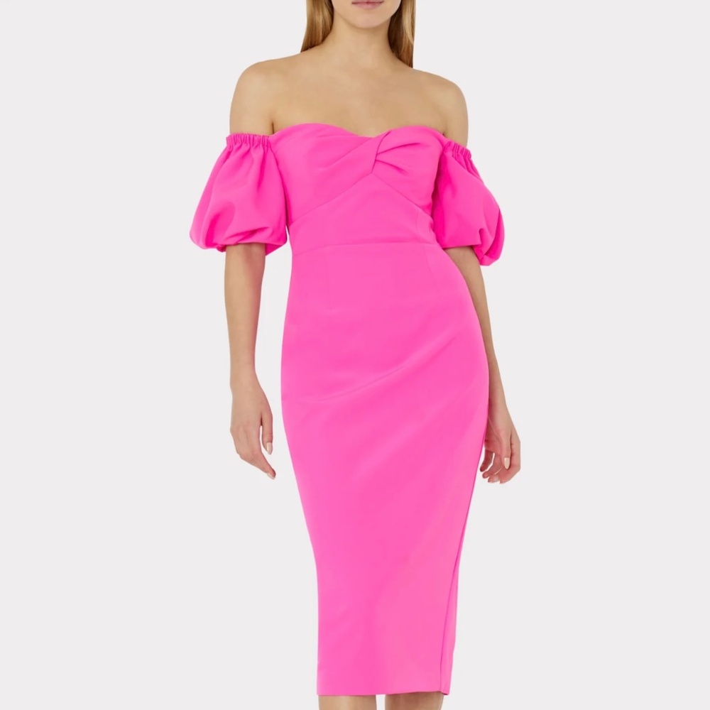 MILLY off shoulder puff sleeve dress
